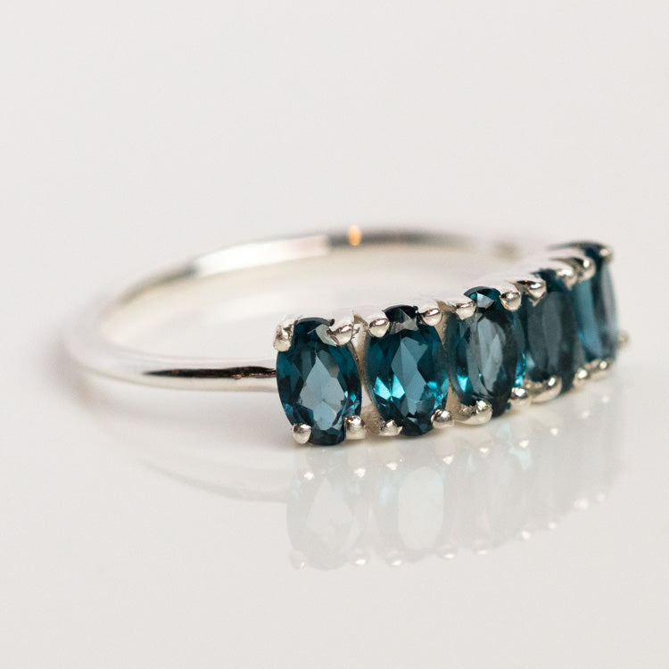 Long hexagon London blue topaz ring rose gold amethyst wedding ring Tr –  WILLWORK JEWELRY
