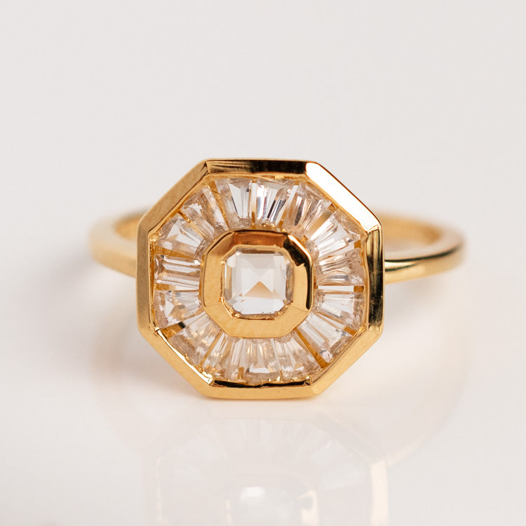 Solstice Statement Ring yellow gold modern jewelry carrie elizabeth
