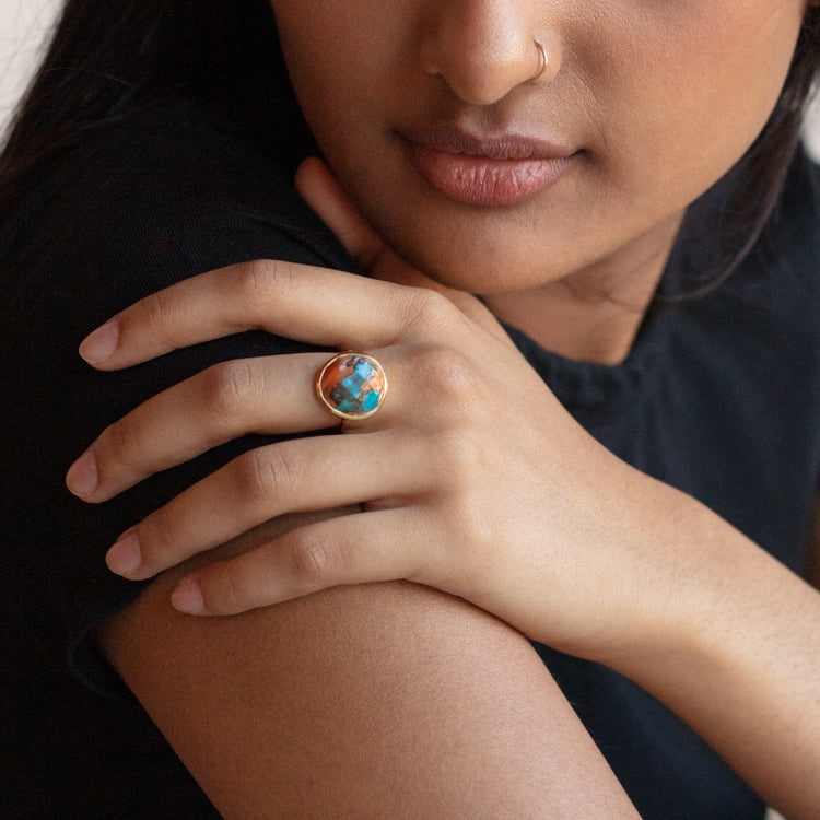 Statement Oyster Turquoise Ring
