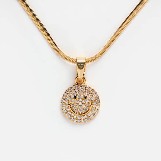 Pave Smiley Pendant Necklace