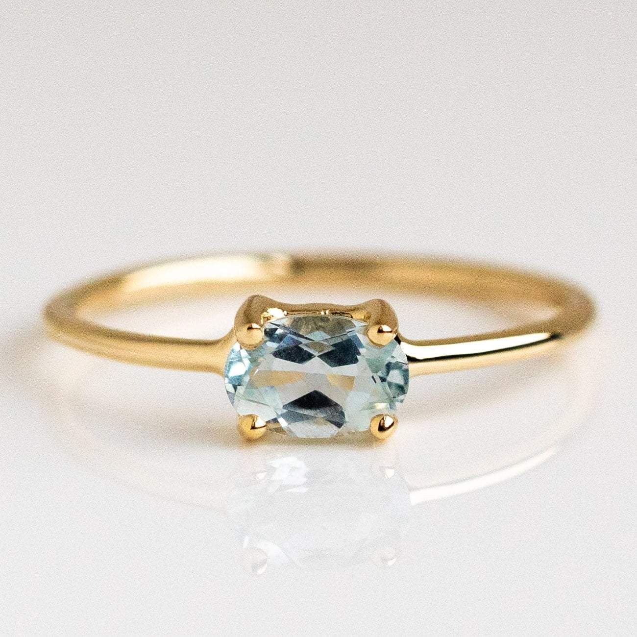 Solid 14K Yellow Gold Minimal Birthstone Ring Personalized Fine Charlie and Marcelle