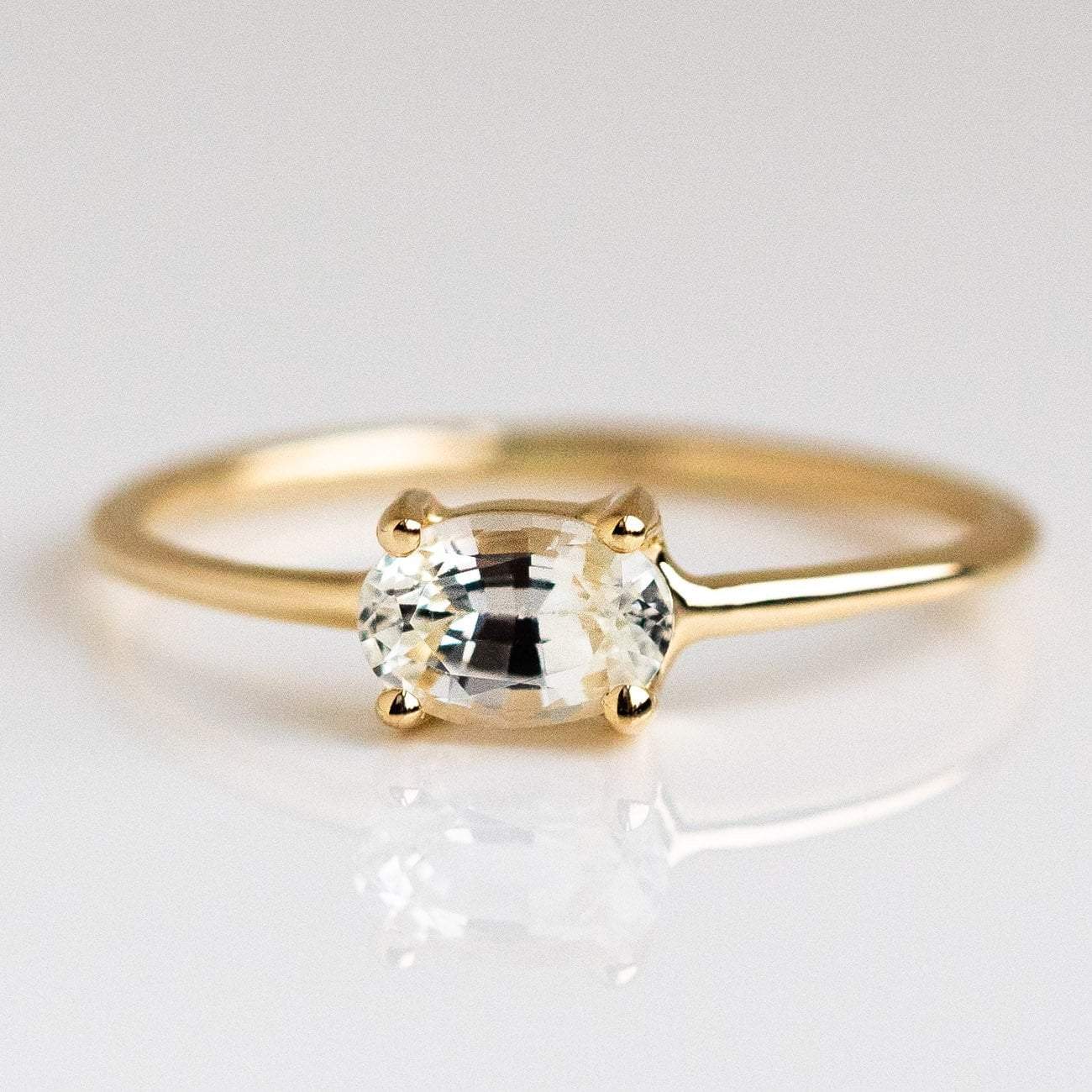 Solid 14K Yellow Gold Minimal Birthstone Ring Personalized Fine Charlie and Marcelle