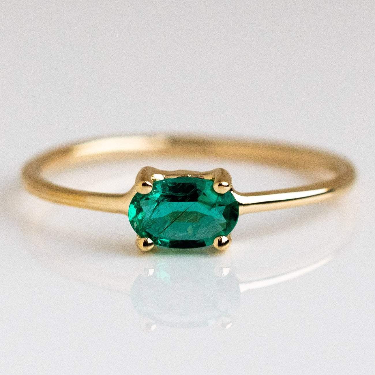 Solid 14K Yellow Gold Minimal Birthstone Ring Personalized Fine Charlie and Marcelle