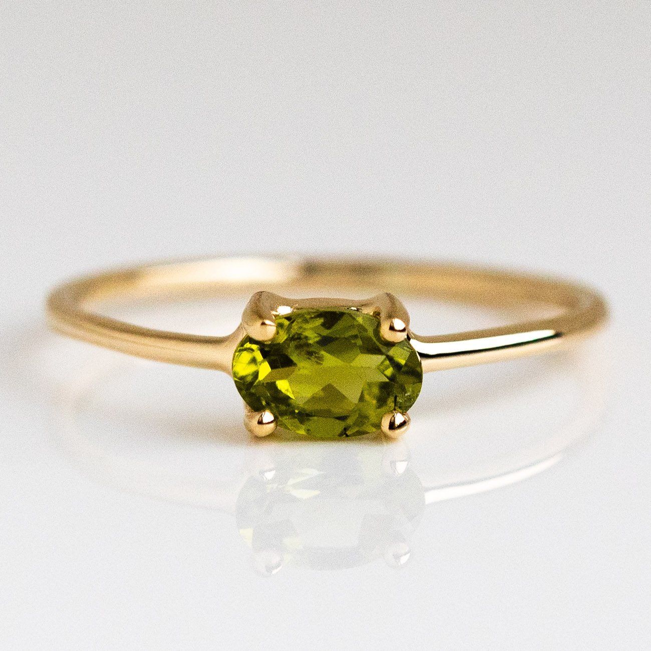 Solid 14K Yellow Gold Minimal Birthstone Ring Personalized Fine Charlie and Marcelle