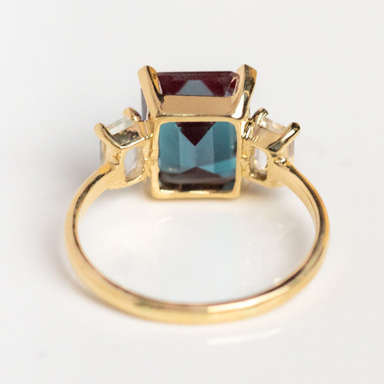 The Sophisticate Lab Alexandrite and White Topaz Ring solid gold cocktail statement ring unique yellow solid gold jewelry charlie and marcelle