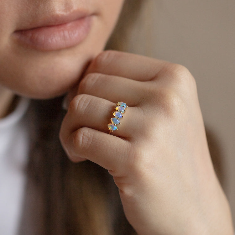 Les Cinq Solid Gold Opal Ring Local Eclectic local eclectic