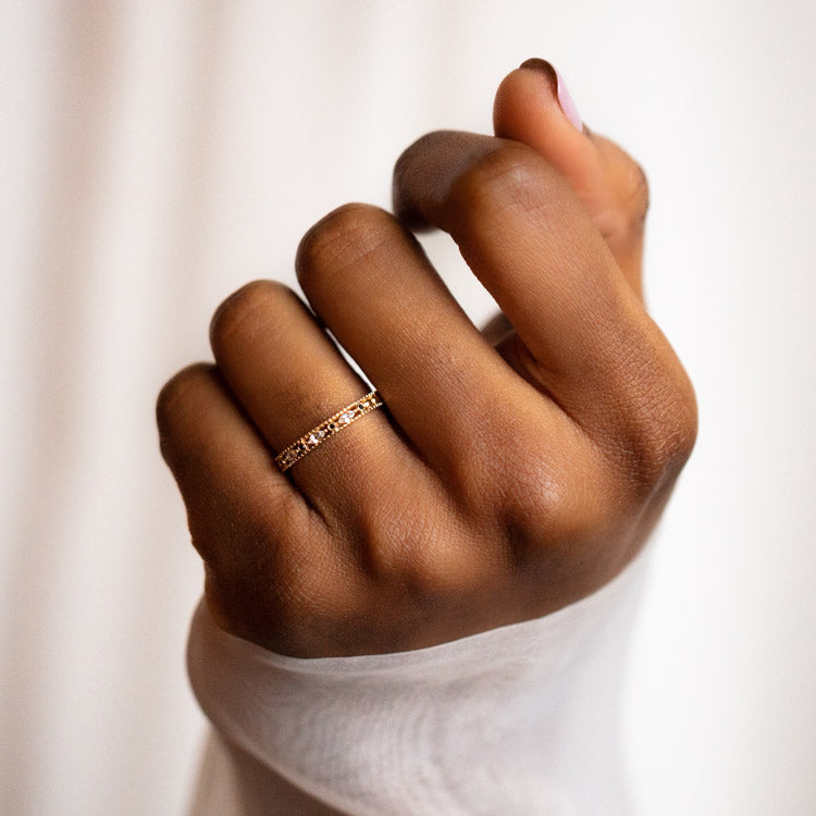 Solid Gold White Sapphire Chunky Chain Link Ring – local eclectic