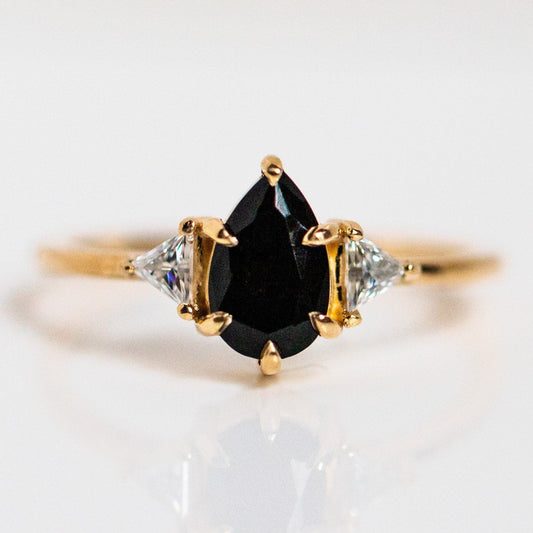 alexis ring with black onyx and moissanite statement jewelry