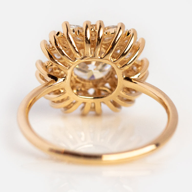 14K Andelina Moissanite and Diamond Fancy Halo Ring