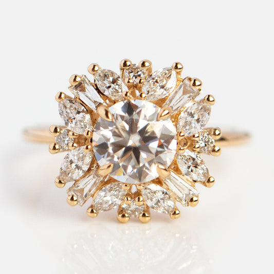 14K Andelina Moissanite and Diamond Fancy Halo Ring