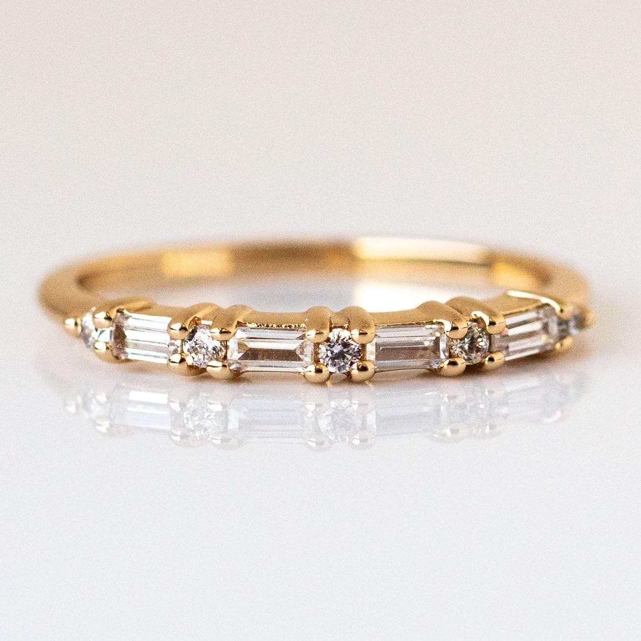 Baguette CZ Gold Stacking Ring