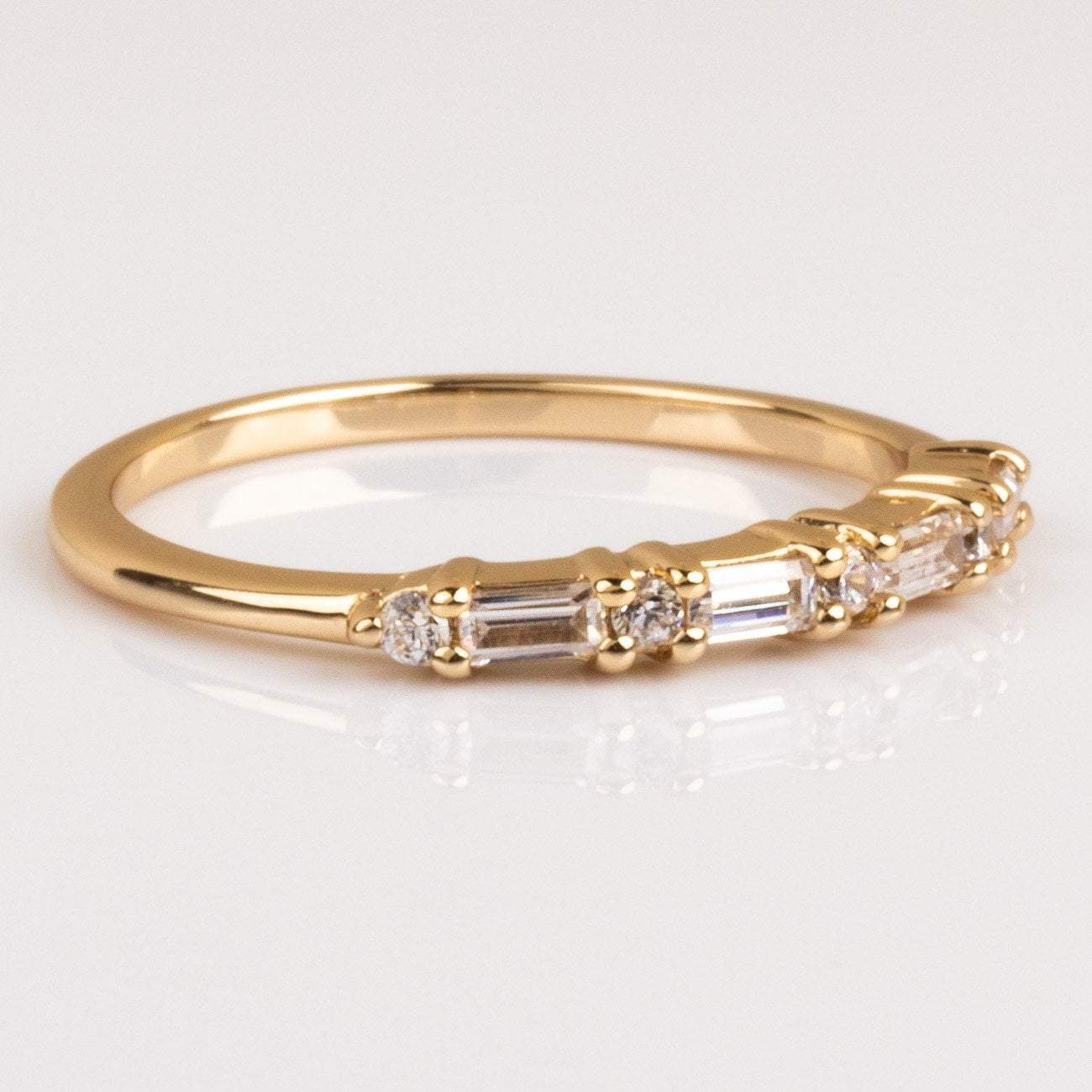 Dainty Baguette CZ Gold Ring Band