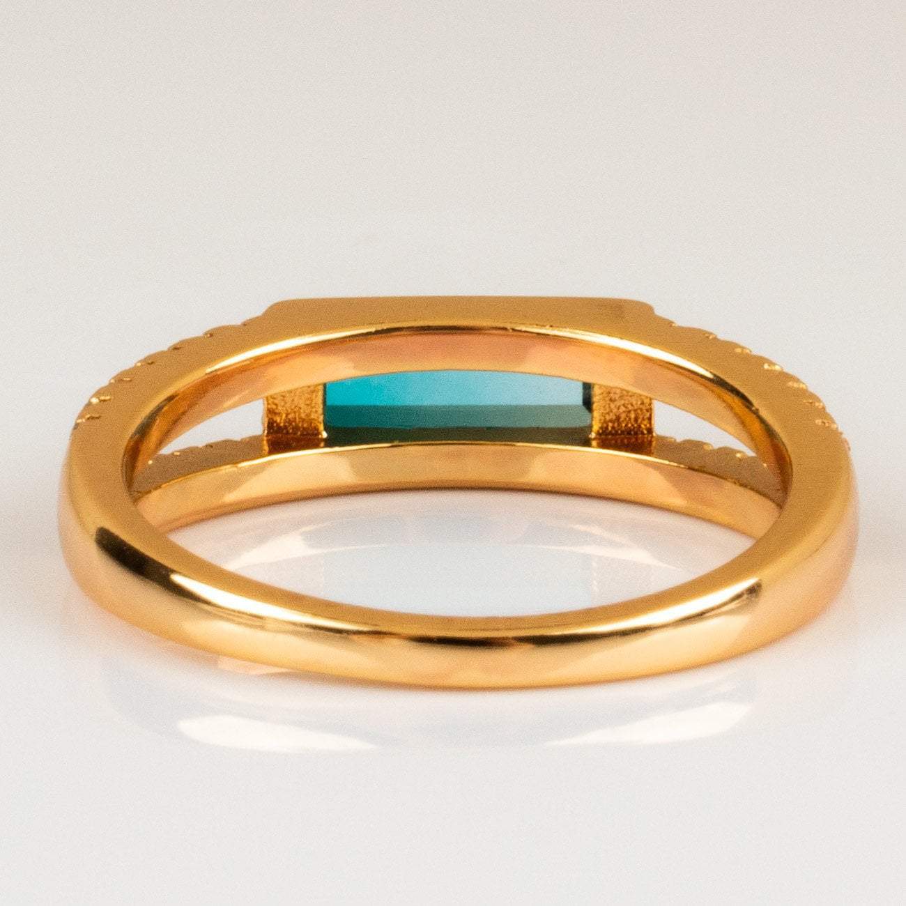 Blue Tourmaline Baguette Diamond Gold Ring