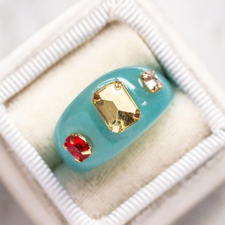 Jeweled Blue Resin Ring unique statement modern jewelry ettika
