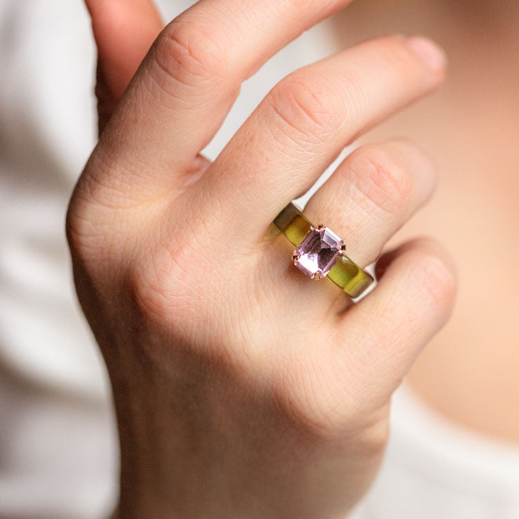 Funky Green Resin Ring unique modern minimal jewelry ettika
