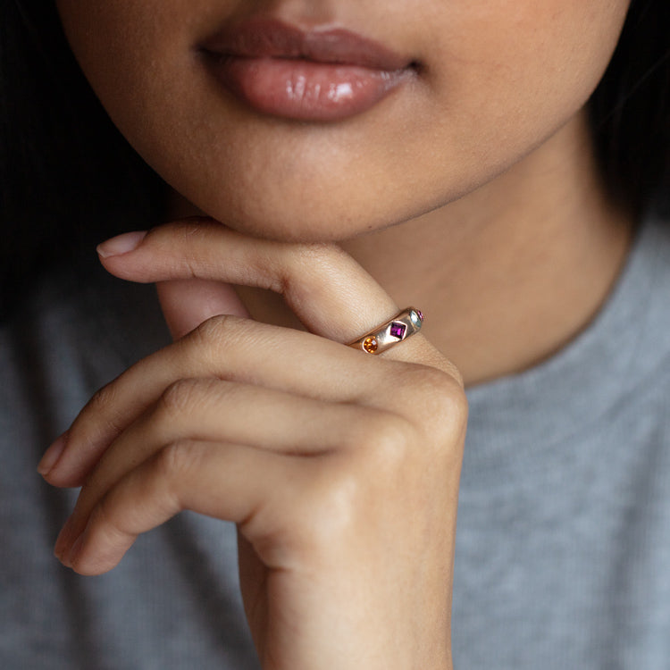 Lively Rainbow Crystal Ring