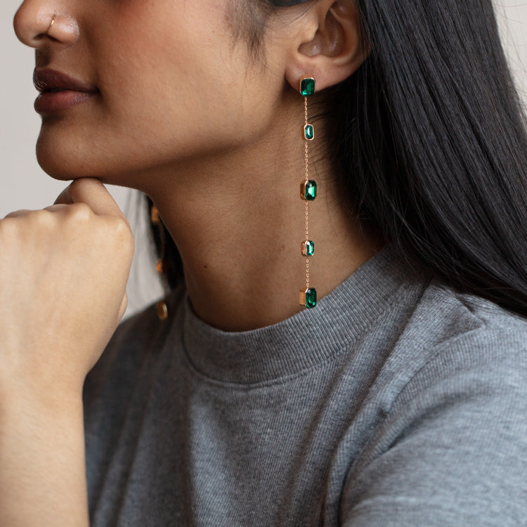 Iconic Emerald Crystal Dangle Earrings