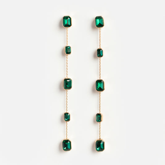 Iconic Emerald Crystal Dangle Earrings