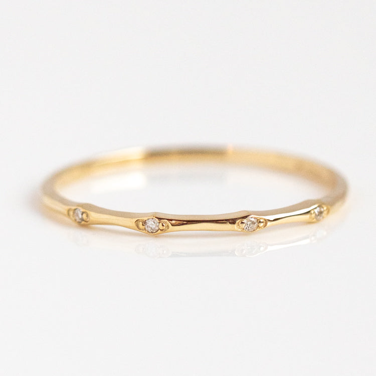Solid Gold Textured Diamond Band
