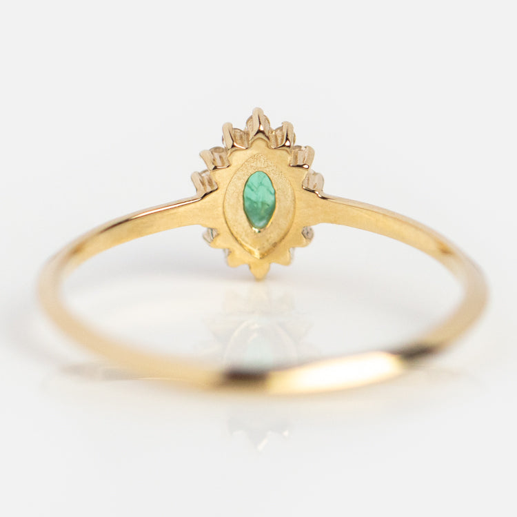 Solid Gold May Capsule Emerald Halo Ring