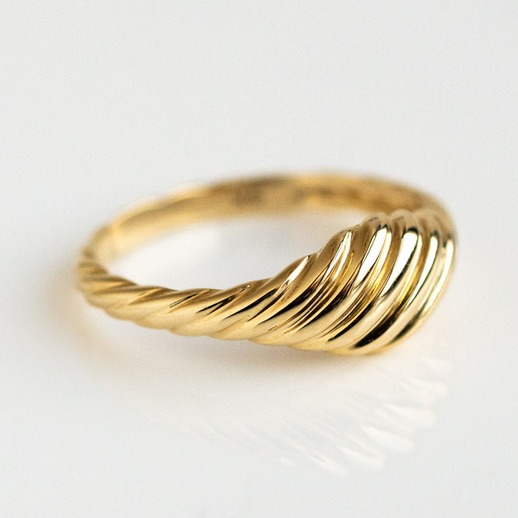 Solid Gold Twisted Signet Ring yellow gold minimal modern jewelry family gold local eclectic