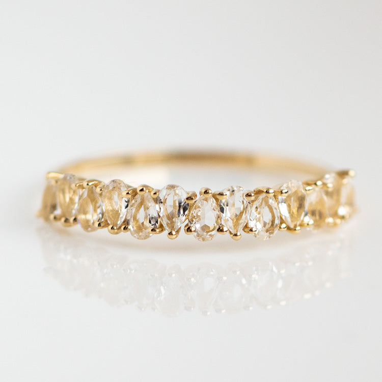 Solid Gold Ombre Birthstone Ring yellow gold dainty solid fine jewelry family gold white sapphire april