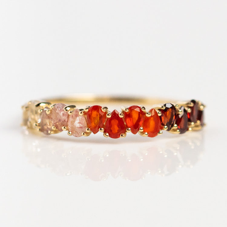 Solid Gold Ombre Birthstone Ring yellow gold dainty solid fine jewelry family gold january garnet