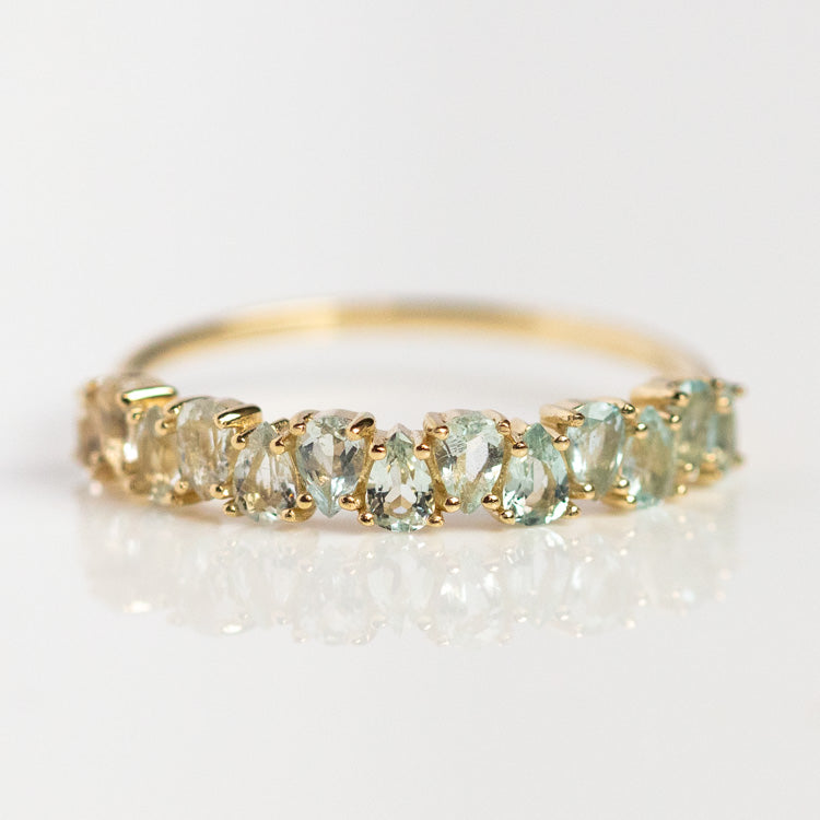 Solid Gold Ombre Birthstone Ring yellow gold dainty solid fine jewelry family gold aquamarine march