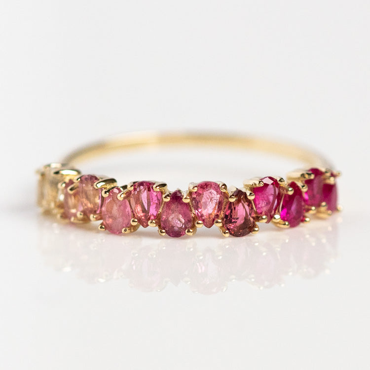 Solid Gold Ombre Birthstone Ring yellow gold dainty solid fine jewelry family gold ruby july