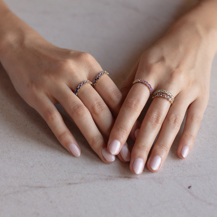 Solid Gold Ombre Birthstone Ring