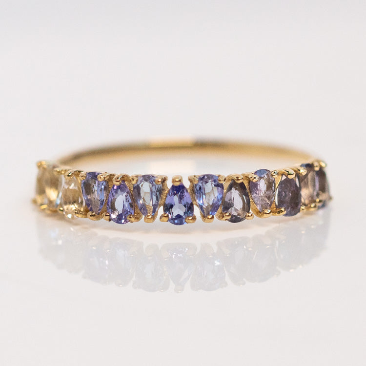 Solid Gold Ombre Birthstone Ring yellow gold dainty solid fine jewelry family gold tanzanite december