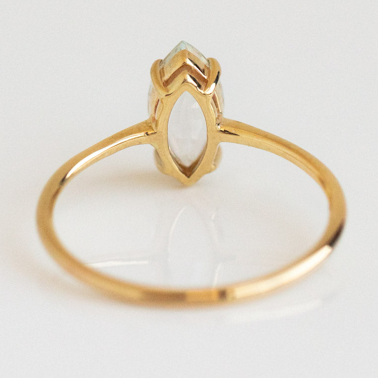 Solid Gold Gemstone Marquise Ring in White Topaz yellow gold fine solid jewelry family gold