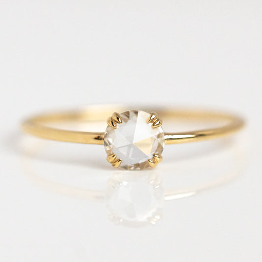 Solid Gold Shimmering White Sapphire Ring