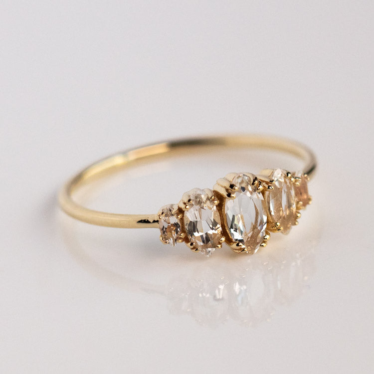 Solid Gold Essential Marquise Cluster Ring white topaz fine 9k solid yellow gold jewelry family gold