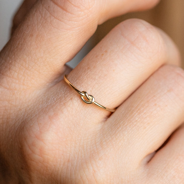 Solid Gold Forget Me Knot Ring yellow gold minimal modern dainty family gold jewelry