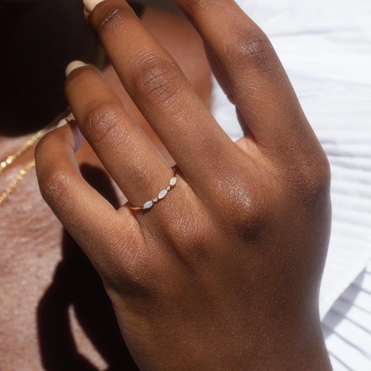 Opal and discount diamond band