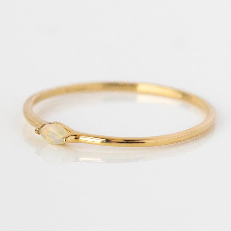 Solid Gold Simple Opal and Diamond Band solid yellow gold fine jewelry family gold dainty