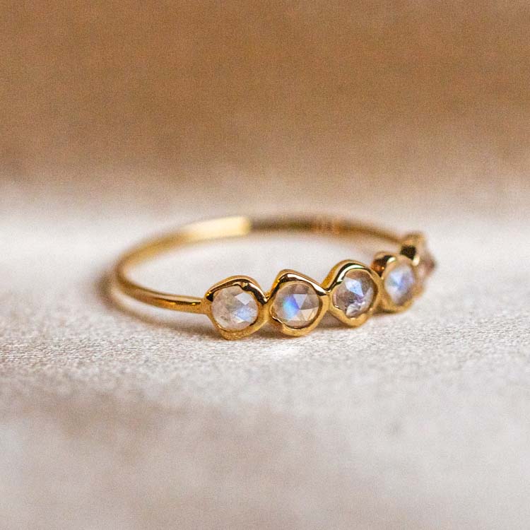 Blue natural moonstone engagement ring rose gold 14K/18K moonstone rin –  Ohjewel