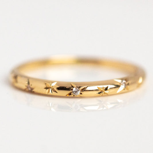 Solid Gold Starry White Sapphire Band