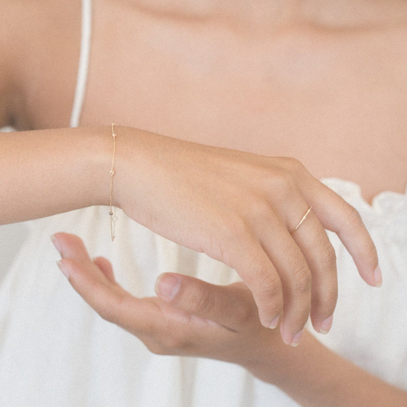 Dainty Solid Gold Diamond Bracelet Chain