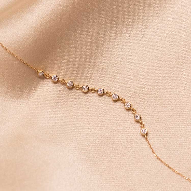 Solid Gold Classic Diamond Strand Bracelet yellow gold dainty jewelry fine family gold 