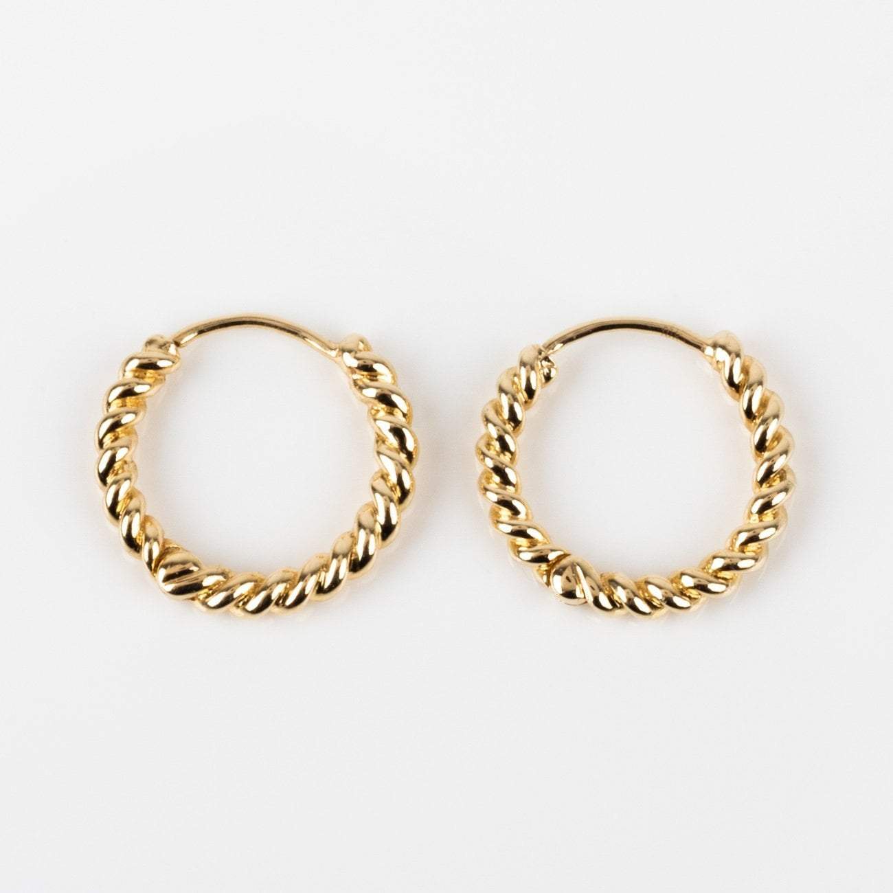 solid yellow gold twisted hoop earrings modern jewelry family gold