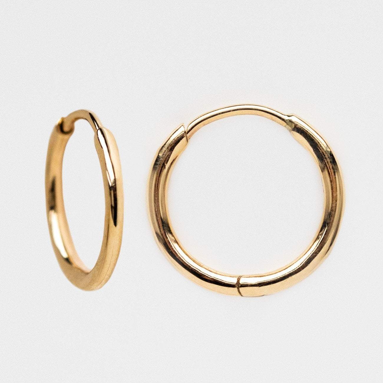 Solid Yellow Gold Mini Modern Hoop Earrings Family Gold