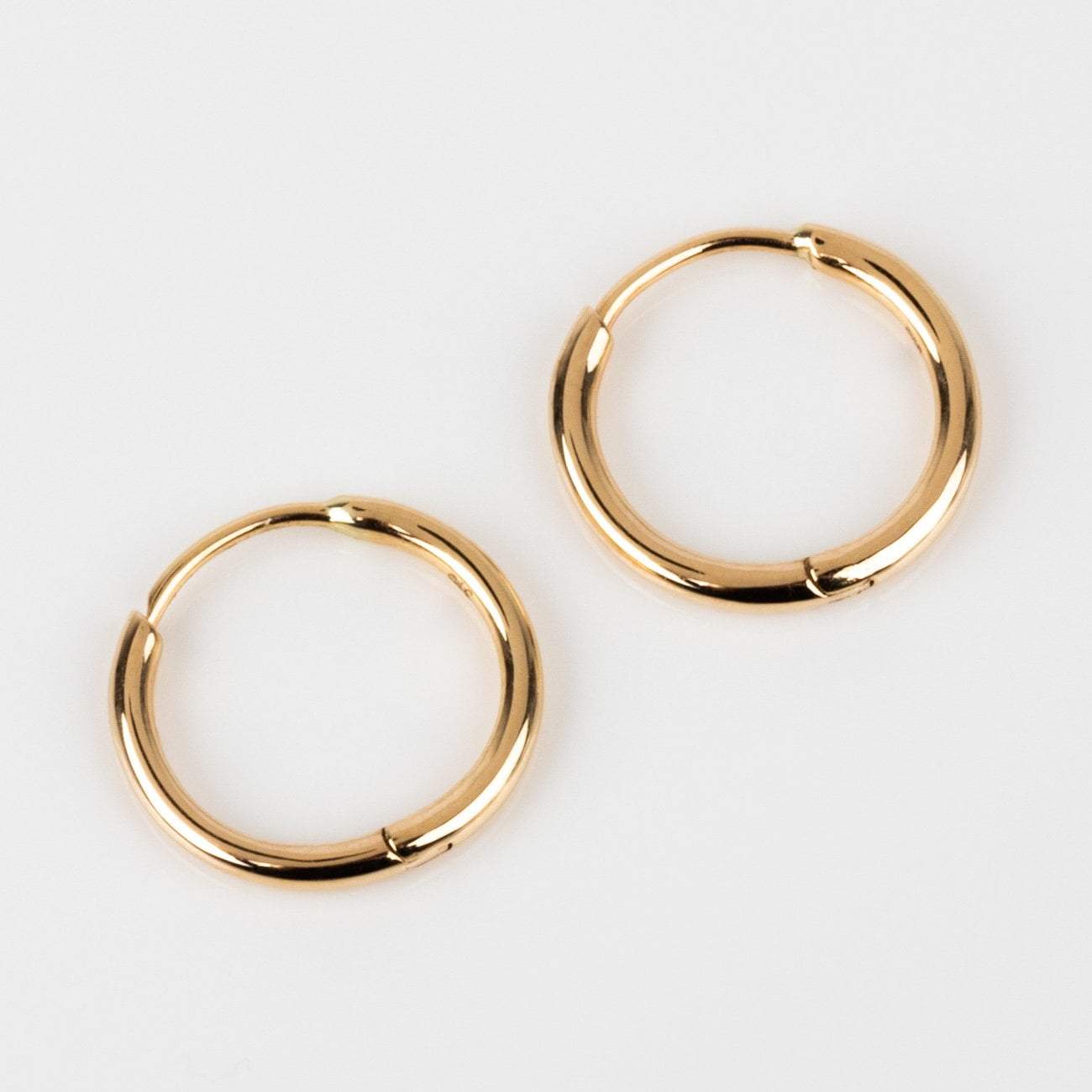 Solid Yellow Gold Mini Modern Hoop Earrings Family Gold