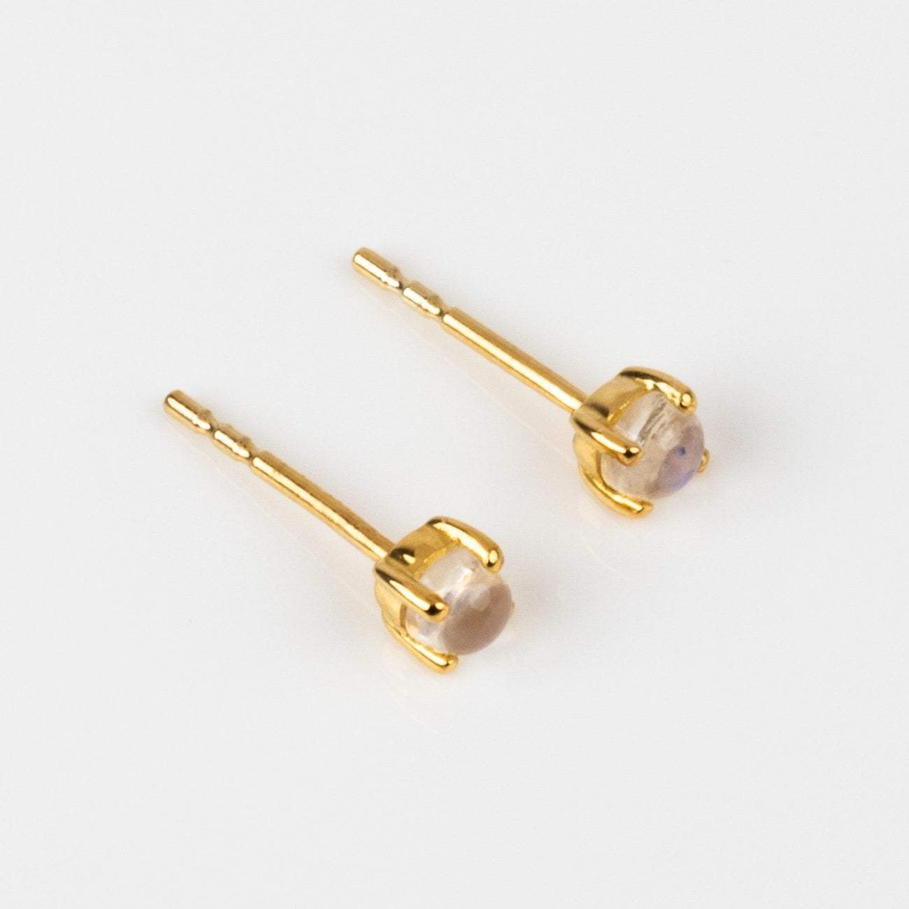 Local Eclectic Solid Gold Moonstone Stud Earrings