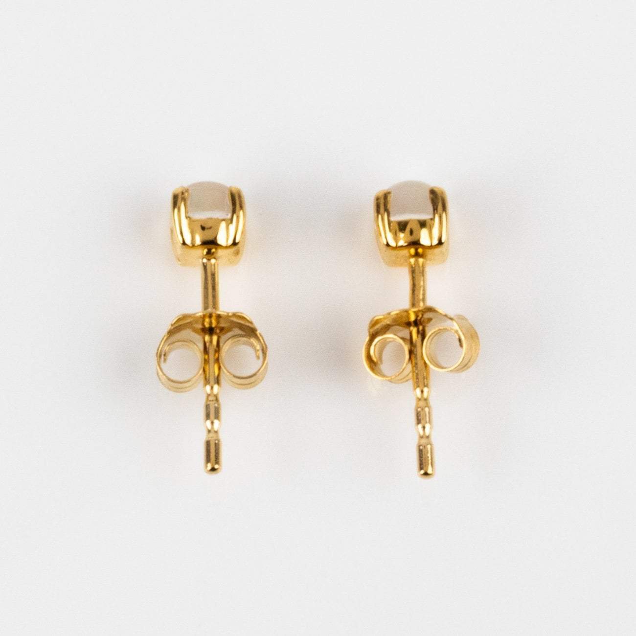 Local Eclectic Solid Gold Moonstone Stud Earrings