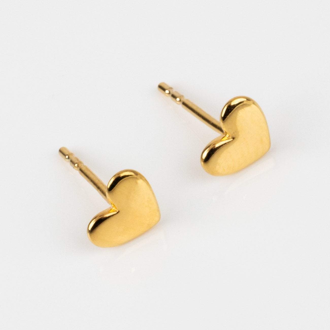 Solid Yellow Gold Heart Stud Earrings Family Gold Fine Jewelry