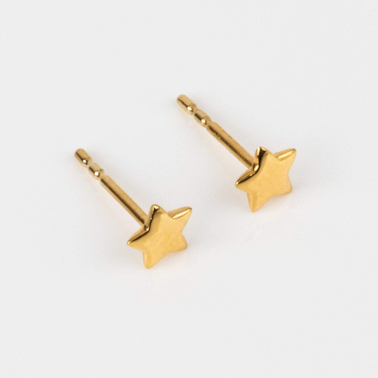 Solid Yellow Gold Star Stud Earring Fine Jewelry Family Gold