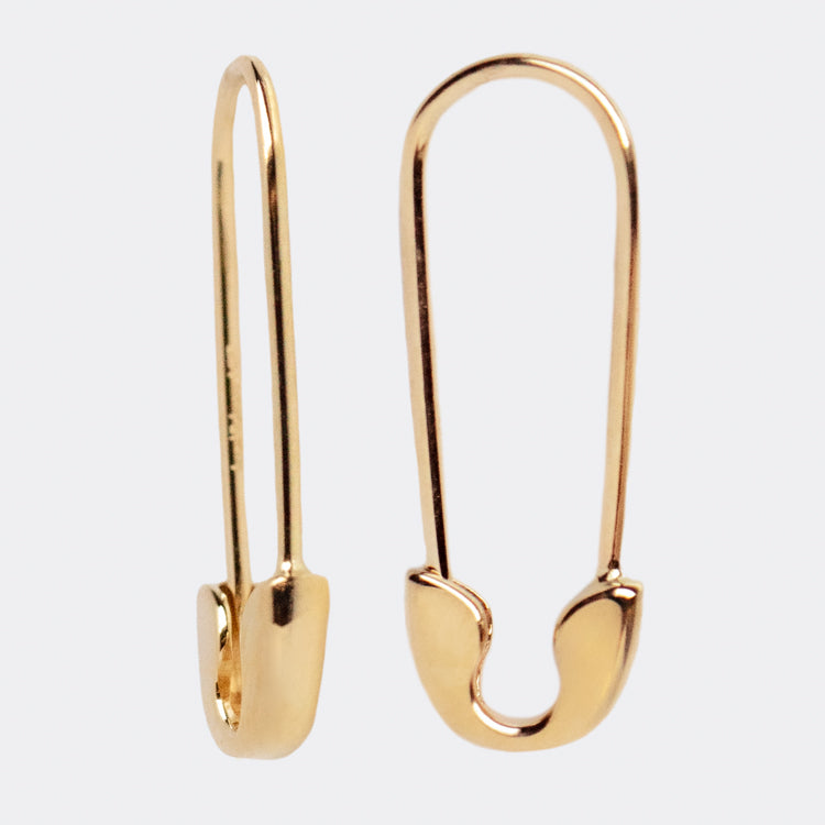 Solid Gold Safety Pin Earrings