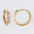 Local Eclectic Solid Gold Diamond Baguette Huggie Hoops